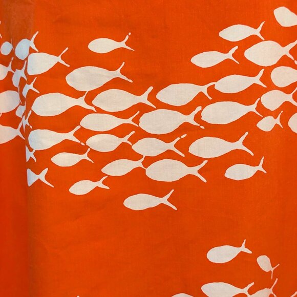 J Crew Womens Sz 2 Orange White Allover School Of Fish 100% Cotton A-Line Skirt - Picture 5 of 7